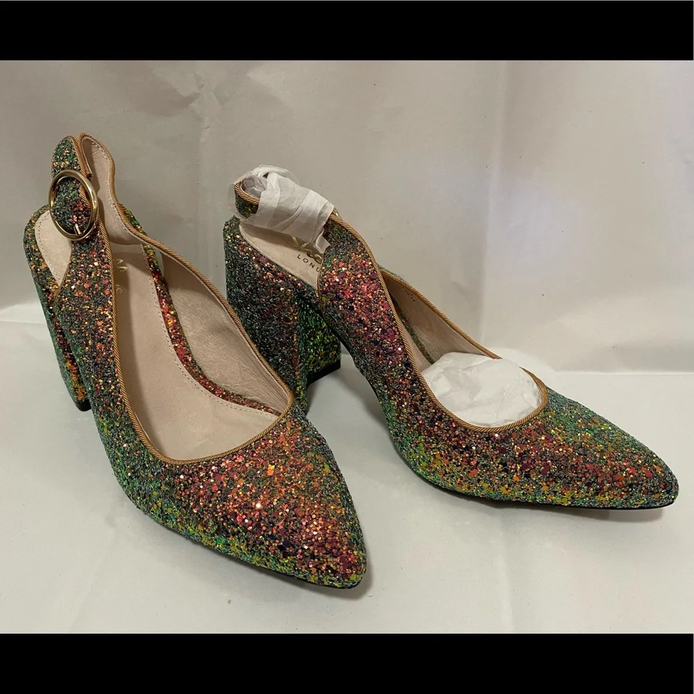 🎉HP🎉Shelly London Peacock Glitter Heels - Picture 10 of 16